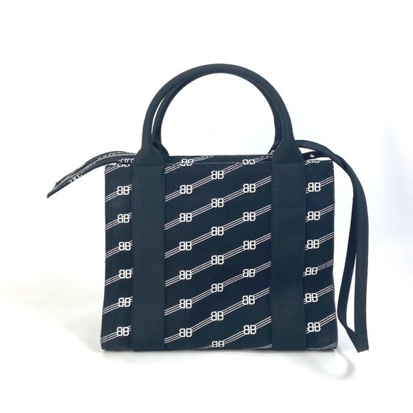 BALENCIAGA 620884 BB Trade S Tote Bag, Canvas Handbag, Women's, Black - Picture 1 of 10